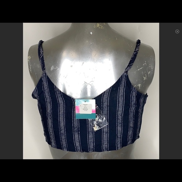 ILLA ILLA Size Medium new with tags crop top blue stripe front tie adjustable - Picture 2 of 5